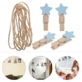 thumbnail image 4 of 100pcs 3.5cm Wood Clip Clamp Photo Mini Clip Star Shape Message Note Memo Clip (Blue), 4 of 8