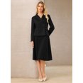thumbnail image 2 of DARING DIVA Women's 2Pcs Double Breasted Blazers and A-Line Skirts Set L Black, 2 of 7
