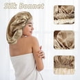 thumbnail image 3 of SkyAuks Silk Bonnet For Natural Hair, Satin Bonnet Silk Bonnet Hair Bonnet For Sleeping, Satin Bonnet For Hair Bonnets For Women, Khaki, 3 of 7