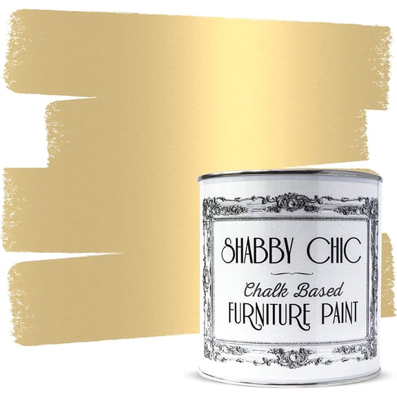 Shabby Chic Chalk Furniture Paint: Luxurious Metallic Paint, Craft Paint for Home Decor, DIY, Wood Cabinets - All-in-One Paints with Shiny Metallic Finish [Antique Gold] - (Liter Covers 129 sf)