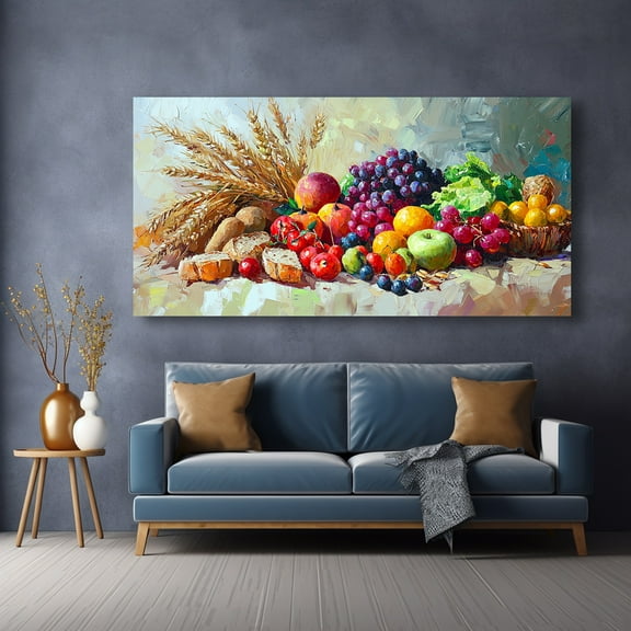 Modern Fresh Fruit Still Life Canvas Wall Art - 1.5inch Abstract Painting, High-Quality Printing, Suitable for Living Room, Bedroom, or Office Decoration