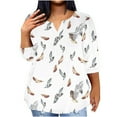thumbnail image 2 of Aloohaidyvio Plus Size Women Tunic Top 3/4 Length Sleeve Summer Business Casual T Shirt Lady V-Neck Floral Print Blouse 5XL, 2 of 4