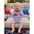 thumbnail image 2 of BemeyourBBs Newborn Baby Boy Girl 4th of July Outfit Patriot Independence Day Clothes Summer Bubble Romper Short Sleeve America Flag Embroidery Bodysuit Jumpsuit, 2 of 4