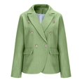 thumbnail image 5 of PiGOGI Women's Winter Fashion Solid Long Sleeve Street Style Suit Jacket Casual Blazer Coat Green XL, 5 of 6