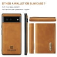 thumbnail image 6 of Back Wallet Case for Google Pixel 6A, Detachable Card Slots Holder Kickstand Magnetic Closure Cover with Premium PU Leather Soft Silicone Shockproof Drop Resistant Protective Case,Brown, 6 of 9
