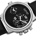 thumbnail image 4 of Men's Swiss Quartz Chronograph Dual Time Leather Silver-Tone Strap Watch, 4 of 4