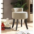 thumbnail image 2 of Posh Living Alena Button Tufted Linen Fabric & Solid Birch Vanity Stool in Beige, 2 of 7