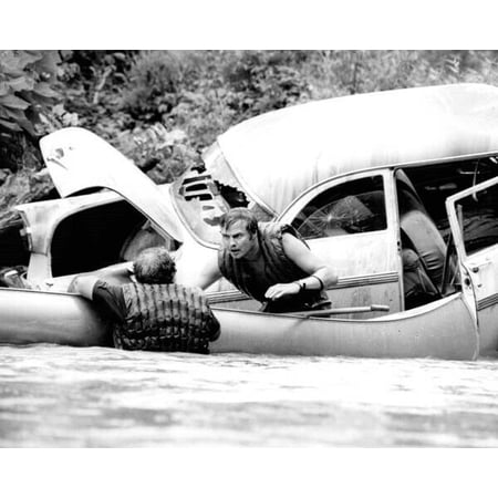 Deliverance Ned Beatty Jon Voight cling to car in Chattooga River 8x10 photo