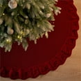 thumbnail image 3 of 48 Inch Christmas Tree Skirt: Cable Knit Tree Skirt for 7.5FT Tree, Vintage Rustic Xmas Holiday Decoration, Burgundy/Cream White, 3 of 7