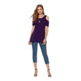 thumbnail image 3 of CEASIKERY Women's Casual Cold Shoulder Tunic Tops Loose Blouse Short Sleeve Shirts, 3 of 5