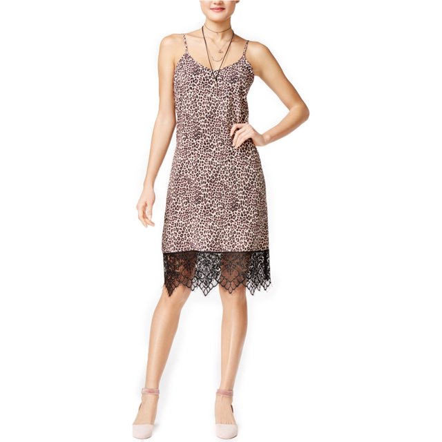 Shift Womens Leopard Slip Dress, Negro, Mediano