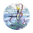 thumbnail image 1 of Reloj de pared con forma de pulpo para la hora del baño, silencioso, de 10 pulgadas, estilo rústico retro, decorativo para sala de estar, cocina, hogar, baño y dormitorio, 1 of 7