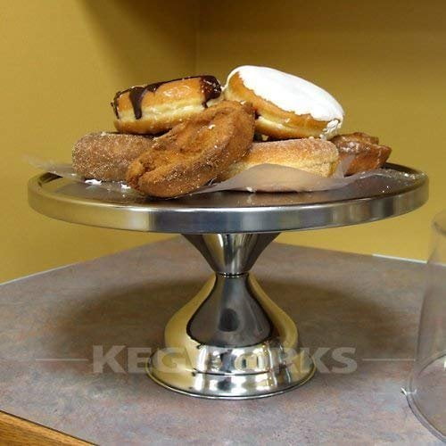 Winco CKS13, 13 Inch Stainless Steel Round Cake Stand, Display Platter, Pastry Cake Tray, Set