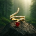 thumbnail image 5 of 7MM Heart Shape Wrap Bypass Ring Natural Garnet 925 Silver Gold Vermeil Women Valentines Day Gifts Rings, 5 of 7