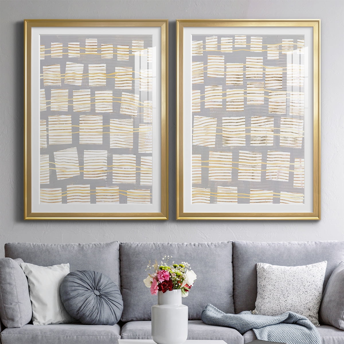 Wexford Home Networks I Premium Framed Print, 22.5" x 30.5" - Ready to Hang, Gold (Set of 2)