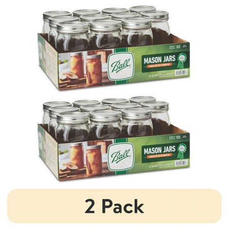 Ball 67000 Wide Mouth Mason Jars, Quart (32 Oz), Box of 12 (pack of 2)