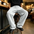 thumbnail image 5 of Leidass Men Mens Baggy Sweatpants Wide Leg Loose Fit Streetwear Athletic Drawstring Workout Pants with Pockets Light Gray L, 5 of 8