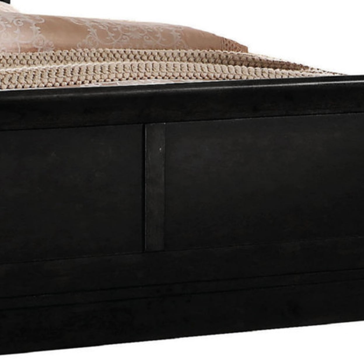 Transitional Panel Design Sleigh Eastern King Size Bed Black - Saltoro Sherpi