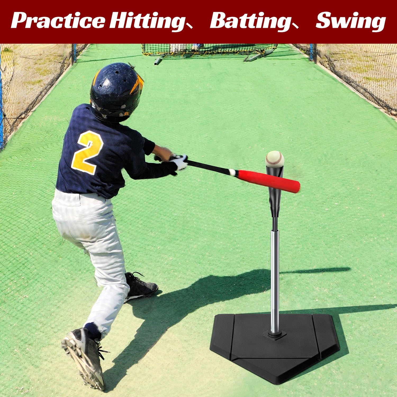 CureCalor Portable Baseball Batting Tee, Height Adjustable Traditional Home Plate Base for Baseball and Softball
