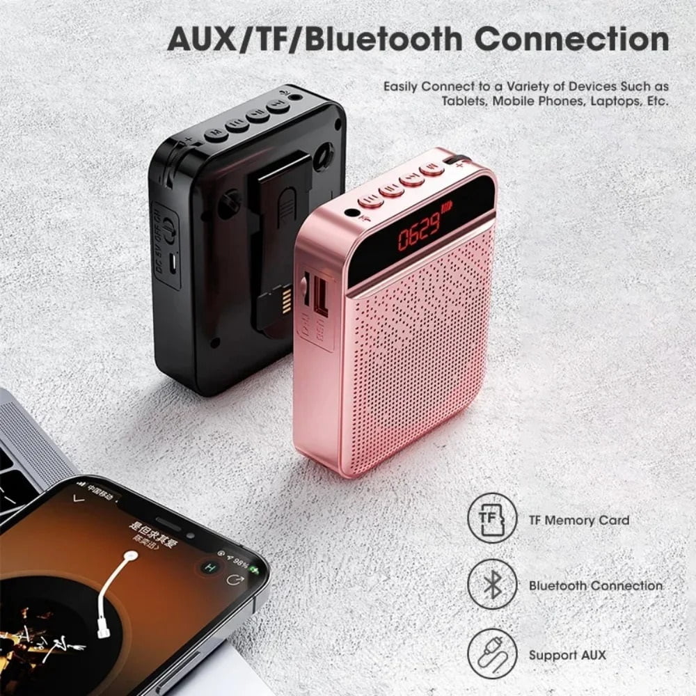 Headworn Microphone Loudspeaker Voice Amplifier Recorder Mic Speaker Mini Wired Black ,True Acoustic Power Amplifier