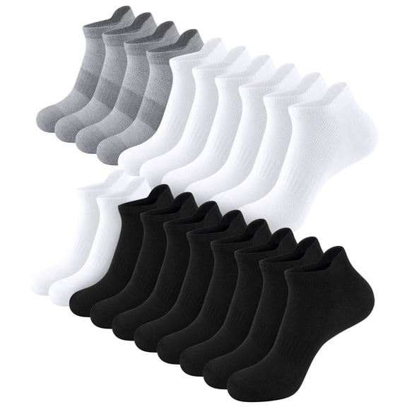 IKIBVTY 10 Pairs Womens Ankle Socks, Breathable Low Cut Moisture Wicking Running Athletic Casual Socks with Heel Tab