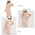 thumbnail image 4 of Vestido delgado de mujer Vestido de manga corta con cuello redondo Vestido informal con diseño de abertura en el dobladillo de alta elasticidad Beige L, 4 of 5