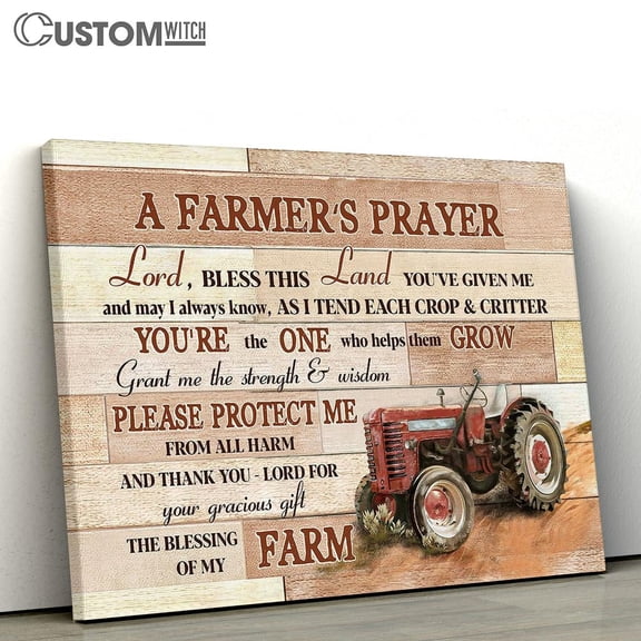 A Farmer's Prayer Vintage Farmhouse Christian Framed Canvas Wall Art, Bible Verse Scripture Print, Inspirational Religious Wall Decor Gift