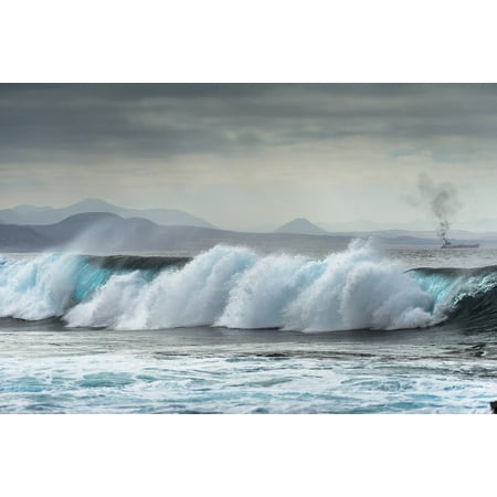 Canvas Print Lanzarote Playa Blanca Wave Surf Fuerteventura Stretched Canvas 32 X 24