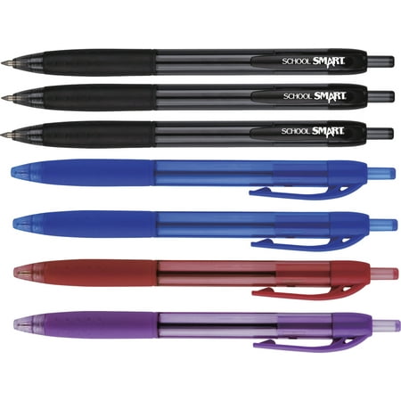 School Smart 7-ST Asst Hybrid Ink Pen 3 Black, 2 Blue, 1 Red, 1