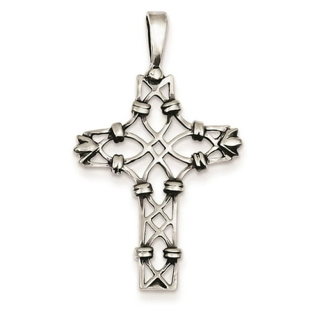 Antiqued Cross Charm Pendant 37mmx22mm 925 Sterling Silver