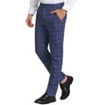 thumbnail image 4 of INSPIRE CHIC Men's Dress Pant Flat Front Stretch Business Plaid Pants 30 Purple Navy, 4 of 7
