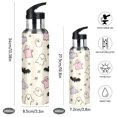 thumbnail image 2 of 1000ml Vacuum Insulated Sports Water Bottle with Foldable Straw Stainless Steel Portable Thermos Cup Cute Pastel Ghosts Pattern, 2 of 7