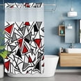 thumbnail image 2 of Abstract Lines No Hook Shower Curtain with Snap in Liner Black Gray Red Triangle Geometric Modern Waterproof Bathroom Shower Curtain with See Through Top Window for Bathtub 54" x 78", 2 of 9