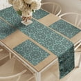 thumbnail image 2 of Ambesonne Ethnic Table Runner & Placemats, Folkloric Floral, Placemat 4 pcs + Runner 12"x90", Forest Green Seafoam, 2 of 2
