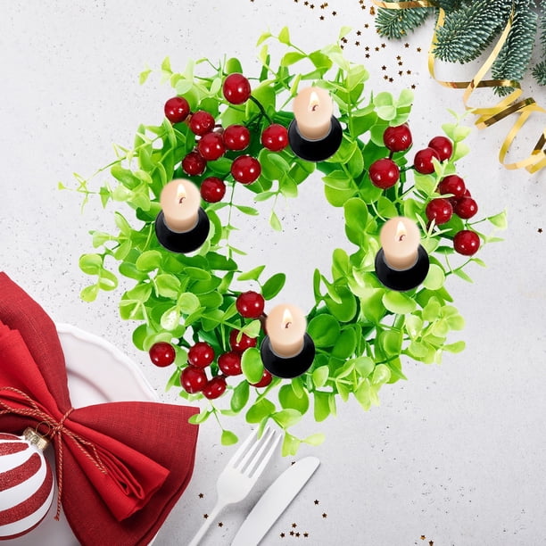 Corona de velas, portavelas, corona, candelabro, corona navideña, fiesta navideña, Adviento, candelabro navideño, corona, bastón, decoraciones navideñas, portavelas de PVC