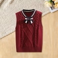 thumbnail image 2 of Mercatoo Knitted Vests for Kids Boys Girls V Neck Sweater Vest Sleeveless Ribbed Pullover Knitwear School 𝗨niform Clothes, 2 of 5