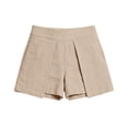 thumbnail image 4 of Nmnitkp Shorts for Women High Waisted Linen Blend A-Line Wide Leg Shorts, Plus Size Casual Pleated Summer Shorts, Lightweight for Beach Vacation & Daily Wear Beige,XL, 4 of 6