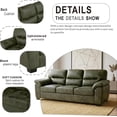 thumbnail image 4 of 81" 3 Seater Sofa, Tech Breathable Faux Leather Tufted Couch with Wide Armrests for Living Room, Apartment, Office (Olive Green), 4 of 8