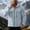 Light Blue, variant on LYSMORA Mens Waterproof Hooded Rain Jacket Adjustable Cuff Hem Multi Zipper Pockets Lightweight Hiking Outdoor Windbreaker Coat