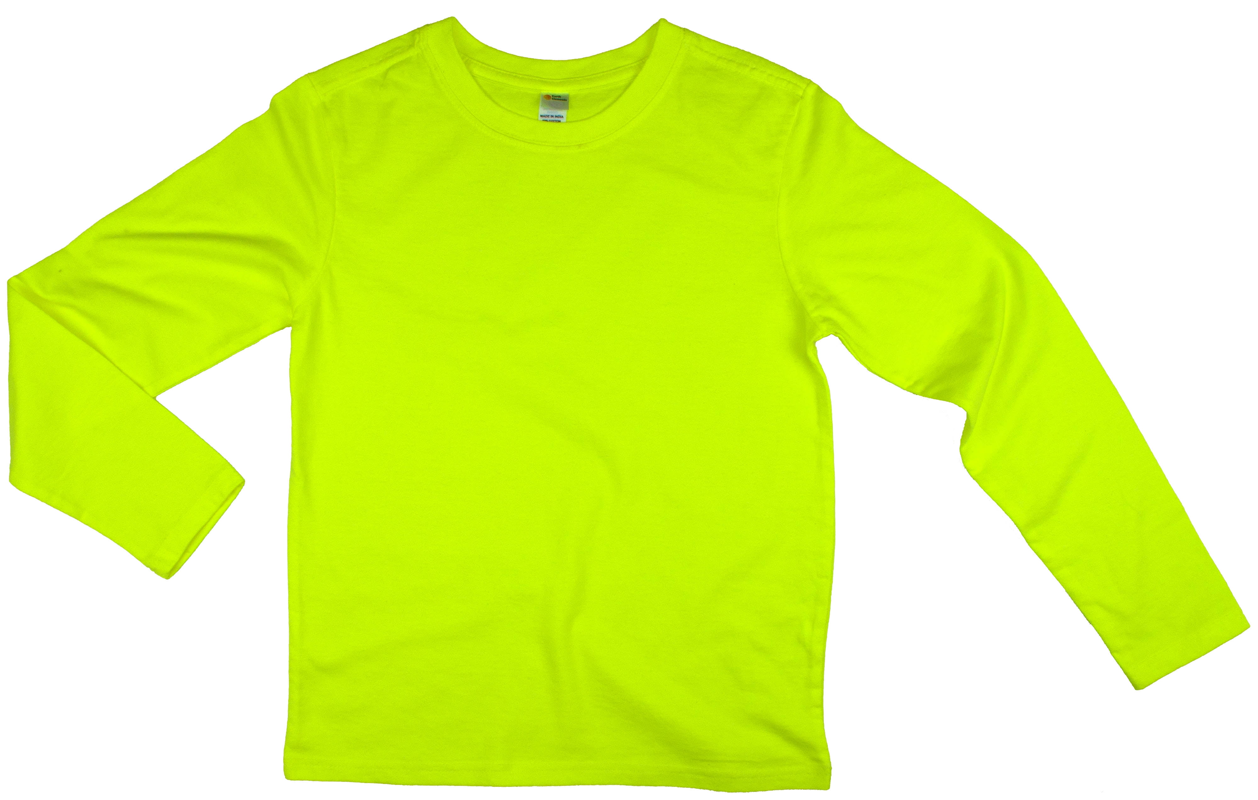 Big Kid's (Youth) Long Sleeve T-Shirt Extra Large Neon Yellow - Walmart.com