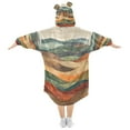 thumbnail image 2 of FORMRS Wearable Blanket Hoodie with Sleeves for Kids Cozy Flannel Sweatshirt, Abstract Wavy Landscape, 2 of 7