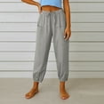 thumbnail image 2 of Tianiyouqing Summer Linen Capri Pants for Women Wide Leg Drawstring Breathable Flowy Crop Pants High Waisted Elastic Waist Petite Length Soft Harem Pants Light GrayXXL, 2 of 6