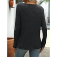 thumbnail image 3 of Long Sleeve Shirts for Women V Neck Fall Sweaters Dressy Casual Basic Tops Trendy Pullover Black & Gray S, 3 of 6