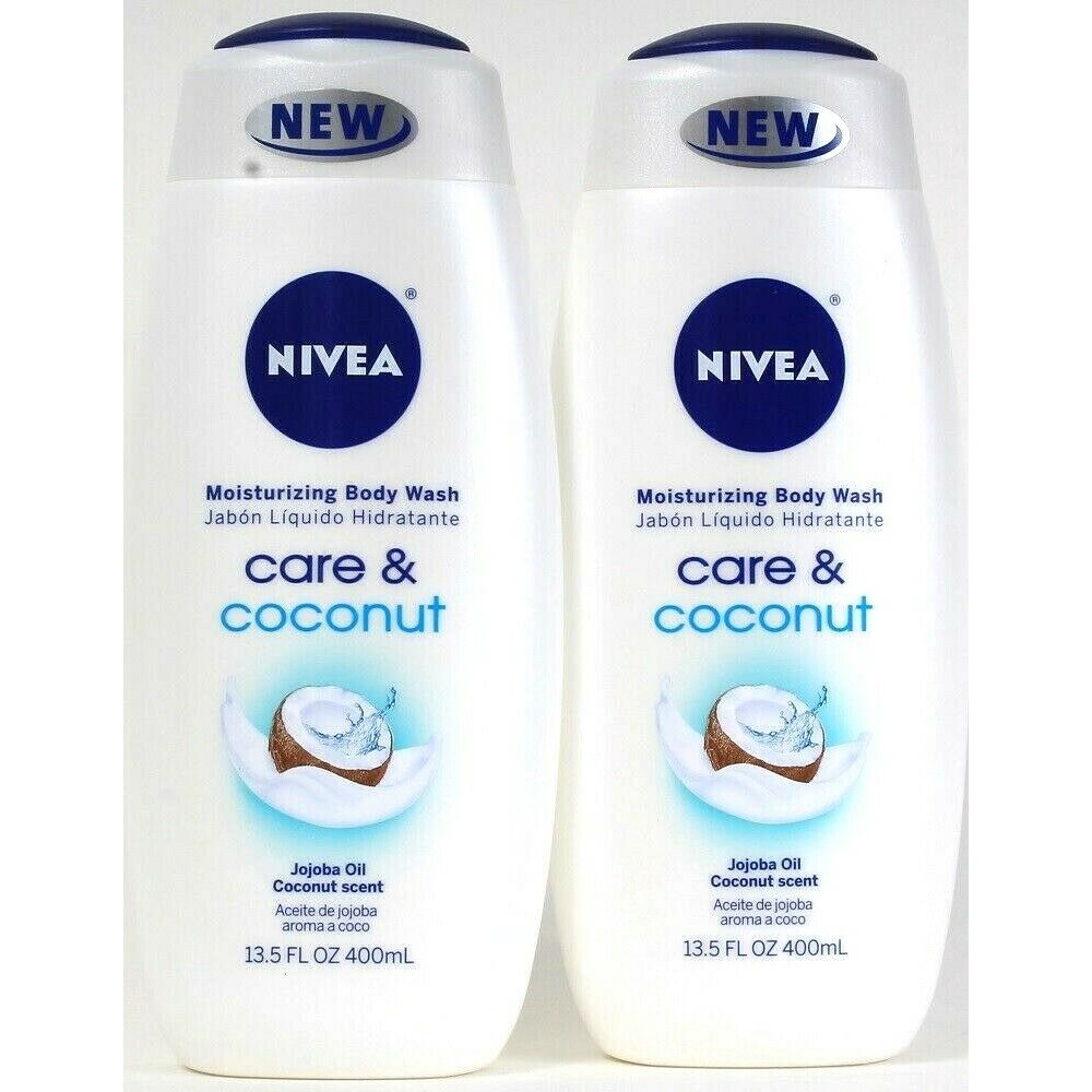 NEW 2 PACK NIVEA CARE & COCONUT Scent Jojoba Oil Moisturizing Body Wash 13.5oz