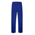 thumbnail image 3 of Men's Sweatpants Casual Loungewear Cotton Pajama Yoga Pants Open Bottom Straight Leg Male Sweat Pants with Pockets, Blue, Size XL, 3 of 8