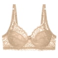 thumbnail image 4 of IWRICH Women's Lace Bra Sheer Underwire Unlined Plunge Everyday Bras Full Coverage Bralettes Khaki 100B, 4 of 5