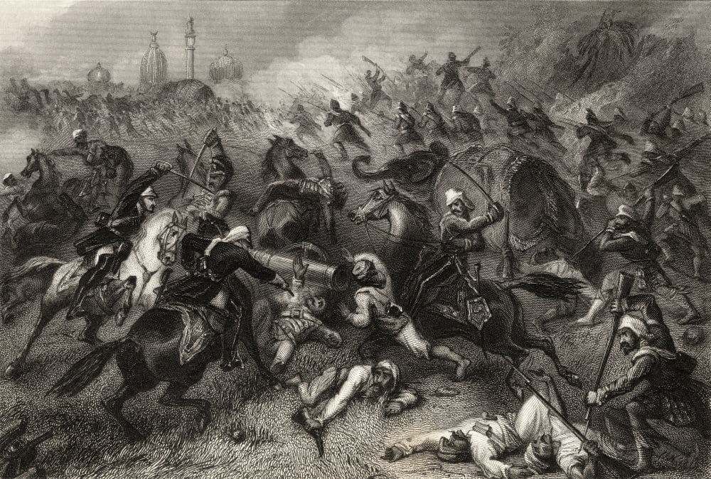 Havelocks Column Attacking The Mutineers Before Cawnpore 1857 Major General Henry Havelock 1795 To 1857 Britsh General From The History Of The Indian Mutiny Published 1858 Canvas Art - Ken Welsh Desi