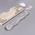 thumbnail image 2 of CHAO Reposamuñecas de gel transparente para teclado y mouse, juego de reposamuñecas de silicona blanca para teclado (blanco), 2 of 5