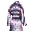 thumbnail image 2 of Blue Striped Nautical Anchor Women Bathrobe One Size Univeral Fits Fashion Lightweight Plush Fleece Long Robe For Women, 2 of 3