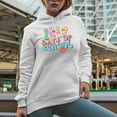 thumbnail image 2 of Distressed Happy 100 Days of School - 90s Retro Wavy Text Art Merch Gift, White Hooded Sweatshirt or Hoodie, Small, 2 of 5